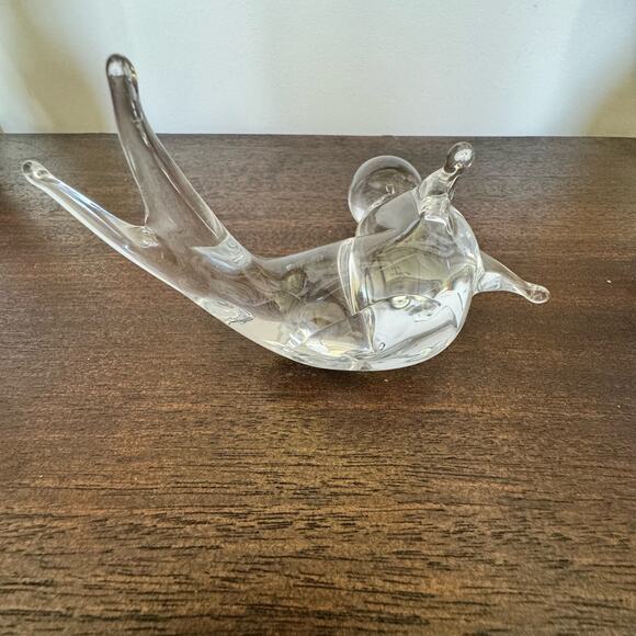 Seal with Ball Paperweight Figurine Murano Italy Clear Glass Circus Ocean - Picture 11 of 13